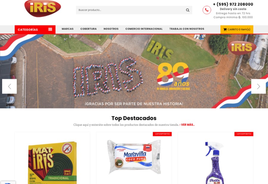 Tienda online de IRIS hecha con MaxTiendas