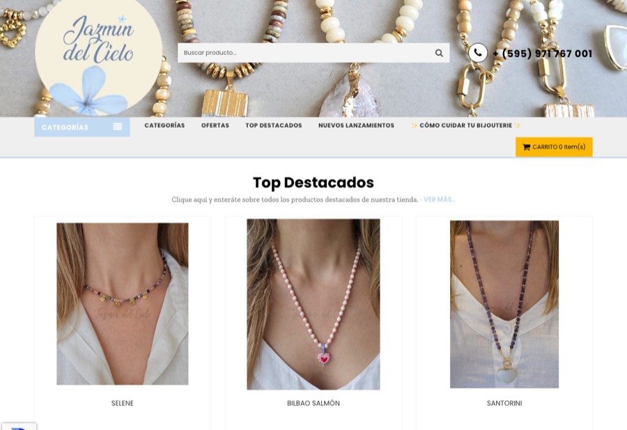 Tienda online de Jazmin del Cielo hecha con MaxTiendas