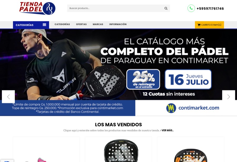Tienda online de Tienda Padel PY hecha con MaxTiendas